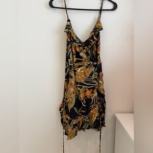 Fashion Nova Black Floral Wrap Dress